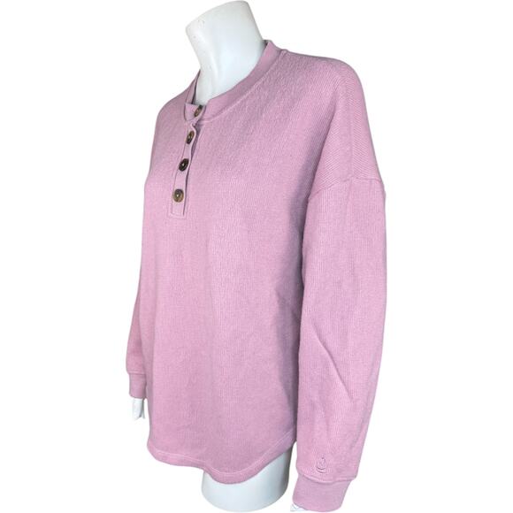 Cuddl Duds Jersey Back Sweater Henley Pullover Mavue Haze Large Fall Winter - Picture 5 of 10